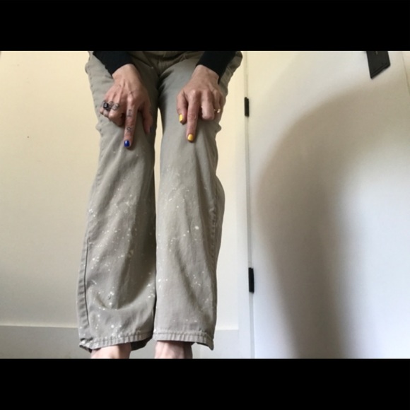 Old Navy Boyfriend Khaki Colored Jeans Distressed Naturally - Picture 8 of 16